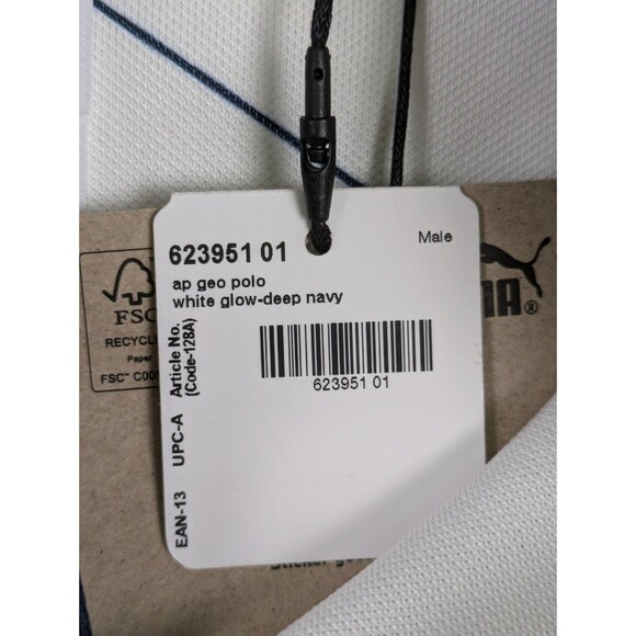 Arnold Palmer X Puma Geo Golf Polo Shirt Mens Medium Cloudspun White Blue - Picture 6 of 16